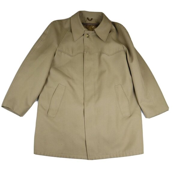 VINTAGE BEIGE TRENCH COAT JACKET SEARS MEN'S STORE - SIZE 44R - REMOVABLE LINER - Picture 2 of 11
